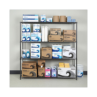 Alera BA Plus Wire Shelving Kit, Four-Shelf, 72w x 18d x 72h, Black Anthracite Plus (ALESW207218BA)