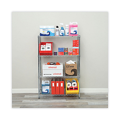 Alera Residential Wire Shelving, Four-Shelf, 36w x 14d x 54h, Silver (ALESW843614SR)