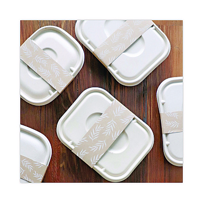 Fiber Container Sleeves, World Centric Leaf Design, 7.5" x 10" x 3.25", Natural, Paper, 800/Carton (WORSLPATR60)