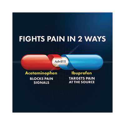 Advil Dual Action with Acetaminophen and Ibuprofen Caplets, 50 Packets of 2 Caplets (AVL014795)