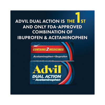 Advil Dual Action with Acetaminophen and Ibuprofen Caplets, 50 Packets of 2 Caplets (AVL014795)