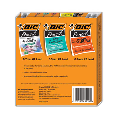 BIC Mechanical Pencil Variety Pack, Assorted Graphite Diameters, HB (#2), Black Lead, Assorted Barrel Colors, 60/Pack (BICWX7TG026BLK)