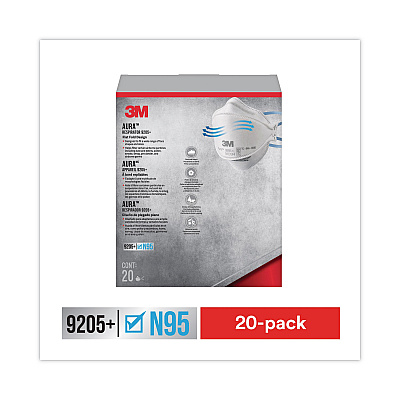 3M Aura Particulate Respirator 9205+, N95, One Size Fits All, 20/Pack (MMM9205PH20DC)