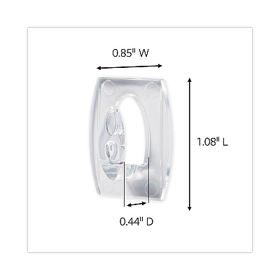 Command Mini Hooks, Small, Plastic, Clear, 0.5 lb Capacity,  30 Hooks and 32 Strips/Pack (MMM17006CLR30NA)
