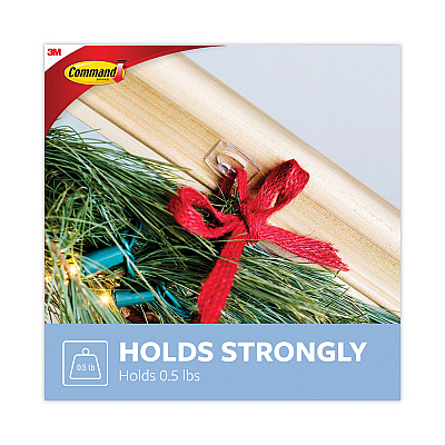 Command Mini Hooks, Small, Plastic, Clear, 0.5 lb Capacity,  30 Hooks and 32 Strips/Pack (MMM17006CLR30NA)