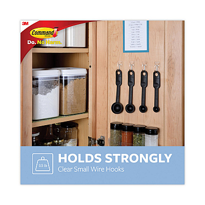 Command Small Wire Hooks, Small, Plastic/Metal, Clear, 0.5 lb Capacity, Clear, 15 Hooks and 20 Strips/Pack (MMM17067CLR15NA)