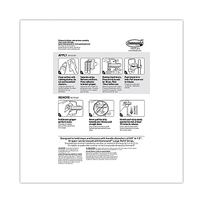 Command Broom Gripper, 3.12w x 1.85d x 3.34h, White/Gray, 3 Grippers/6 Strips (MMM170073NA)