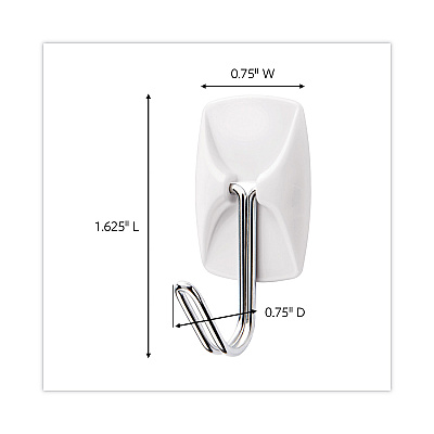 Command Small Wire Hooks, Small, Plastic/Metal, White, 0.5 lb Capacity, 22 Hooks and 24 Strips/Pack (MMM1706722NA)