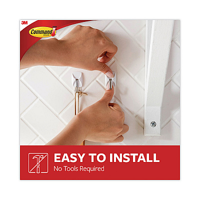 Command Small Wire Hooks, Small, Plastic/Metal, White, 0.5 lb Capacity, 22 Hooks and 24 Strips/Pack (MMM1706722NA)