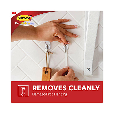 Command Small Wire Hooks, Small, Plastic/Metal, White, 0.5 lb Capacity, 22 Hooks and 24 Strips/Pack (MMM1706722NA)