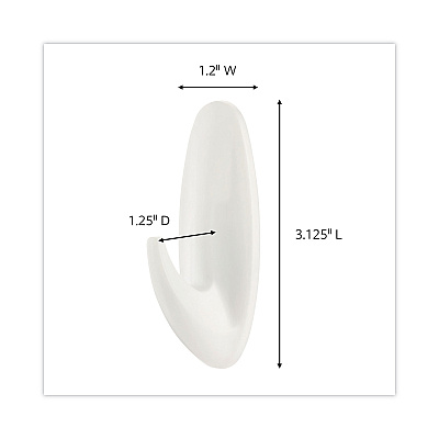 Command Designer Hooks, Medium, Plastic, White, 3 lb Capacity, 13 Hooks and 16 Strips/Pack (MMM1708113NA)