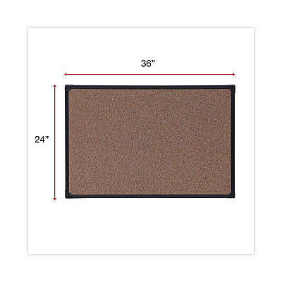 Universal Tech Cork Board, 36 x 24, Brown Surface, Black Plastic Frame (UNV43022)