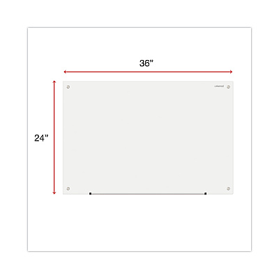 Universal Frameless Glass Marker Board, 36 x 24, White Surface (UNV43232)
