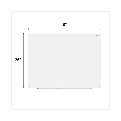 Universal Frameless Glass Marker Board, 48 x 36, White Surface (UNV43233)