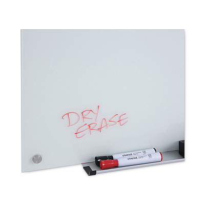 Universal Frameless Glass Marker Board, 48 x 36, White Surface (UNV43233)