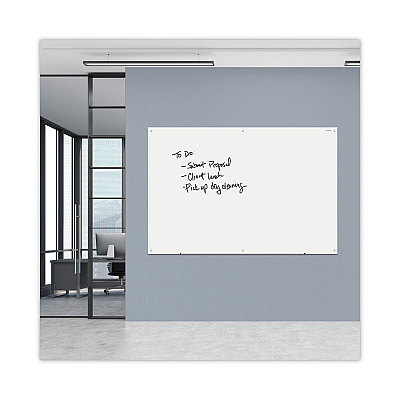 Universal Frameless Glass Marker Board, 72 x 48, White Surface (UNV43234)