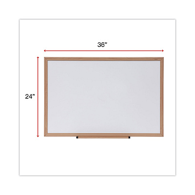 Universal Deluxe Melamine Dry Erase Board, 36 x 24, Melamine White Surface, Oak Fiberboard Frame (UNV43619)