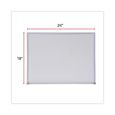 Universal Melamine Dry Erase Board with Aluminum Frame, 24 x 18, White Surface, Anodized Aluminum Frame (UNV43622)