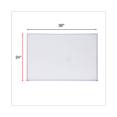 Universal Melamine Dry Erase Board with Aluminum Frame, 36 x 24, White Surface, Anodized Aluminum Frame (UNV43623)