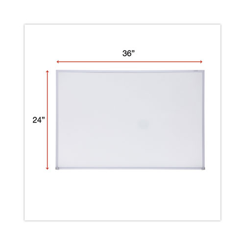 Universal Melamine Dry Erase Board with Aluminum Frame, 36 x 24, White Surface, Anodized Aluminum Frame (43623)