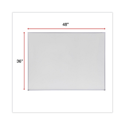 Universal Melamine Dry Erase Board with Aluminum Frame, 48 x 36, White Surface, Anodized Aluminum Frame (UNV43624)