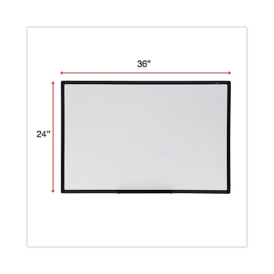 Universal Design Series Deluxe Dry Erase Board, 36 x 24, White Surface, Black Anodized Aluminum Frame (UNV43628)