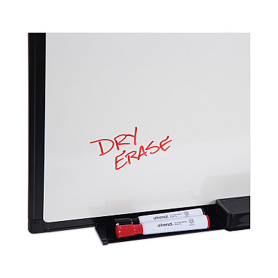 Universal Design Series Deluxe Dry Erase Board, 36 x 24, White Surface, Black Anodized Aluminum Frame (UNV43628)