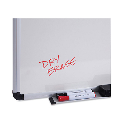 Universal Modern Melamine Dry Erase Board with Aluminum Frame, 24 x 18, White Surface (UNV43722)