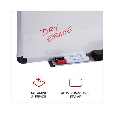 Universal Modern Melamine Dry Erase Board with Aluminum Frame, 36 x 24, White Surface (UNV43723)