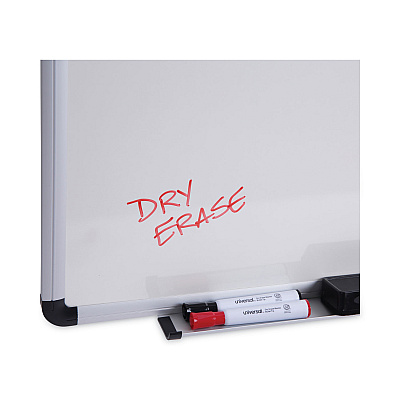 Universal Modern Melamine Dry Erase Board with Aluminum Frame, 36 x 24, White Surface (UNV43723)