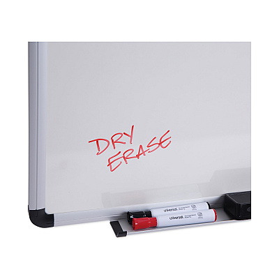 Universal Modern Melamine Dry Erase Board with Aluminum Frame, 48 x 36, White Surface (UNV43724)