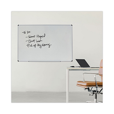 Universal Modern Melamine Dry Erase Board with Aluminum Frame, 72 x 48, White Surface (UNV43725)