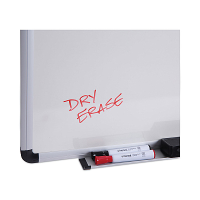Universal Modern Melamine Dry Erase Board with Aluminum Frame, 72 x 48, White Surface (UNV43725)