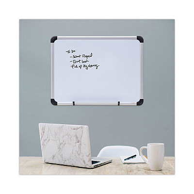 Universal Magnetic Steel Dry Erase Marker Board, 24 x 18, White Surface, Aluminum/Plastic Frame (UNV43732)