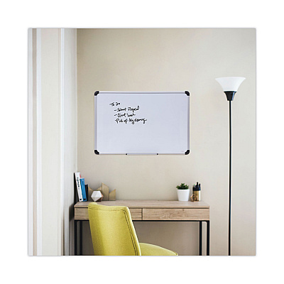 Universal Magnetic Steel Dry Erase Marker Board, 36 x 24, White Surface, Aluminum/Plastic Frame (UNV43733)