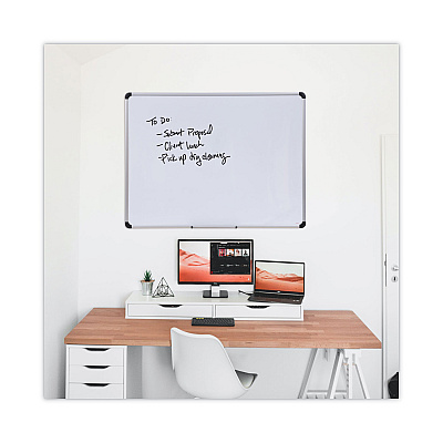 Universal Magnetic Steel Dry Erase Marker Board, 48 x 36, White Surface, Aluminum/Plastic Frame (UNV43734)