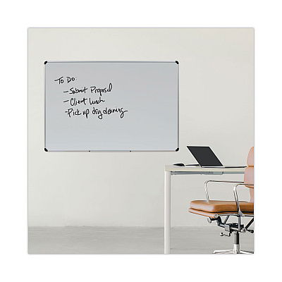 Universal Magnetic Steel Dry Erase Marker Board, 72 x 48, White Surface, Aluminum/Plastic Frame (UNV43735)