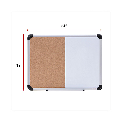 Universal Cork/Dry Erase Board, Melamine, 24 x 18, Tan/White Surface, Gray/Black Aluminum/Plastic Frame (UNV43742)
