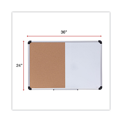Universal Cork/Dry Erase Board, Melamine, 36 x 24, Tan/White Surface, Gray/Black Aluminum/Plastic Frame (UNV43743)