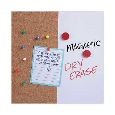 Universal Cork/Dry Erase Board, Melamine, 36 x 24, Tan/White Surface, Gray/Black Aluminum/Plastic Frame (UNV43743)