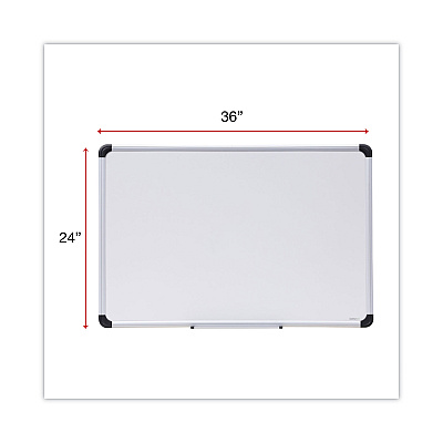 Universal Deluxe Porcelain Magnetic Dry Erase Board, 36 x 24, White Surface, Silver/Black Aluminum Frame (UNV43841)
