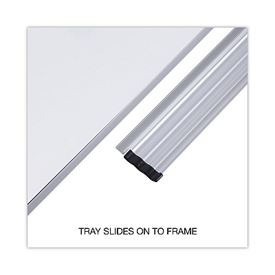 Universal Deluxe Porcelain Magnetic Dry Erase Board, 36 x 24, White Surface, Silver/Black Aluminum Frame (UNV43841)