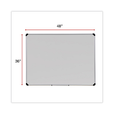 Universal Deluxe Porcelain Magnetic Dry Erase Board, 48 x 36, White Surface, Silver/Black Aluminum Frame (UNV43842)