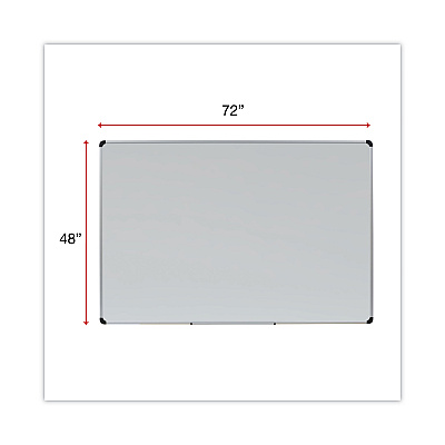Universal Deluxe Porcelain Magnetic Dry Erase Board, 72 x 48, White Surface, Silver/Black Aluminum Frame (UNV43843)