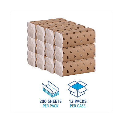 Boardwalk C-Fold Paper Towels, 1-Ply, 11.44 x 10, Bleached White, 198 Sheets/Pack, 12 Packs/Carton (BWK6220)