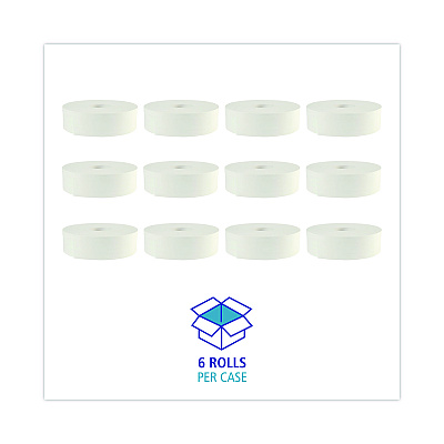 Boardwalk JRT Bath Tissue, Jumbo, Septic Safe, 2-Ply, White, 3.5" x 2,000 ft, 12" dia, 6 Rolls/Carton (BWK6102B)