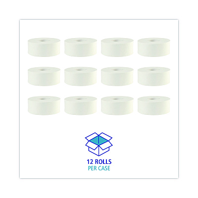 Boardwalk JRT Bath Tissue, Jumbo, Septic Safe, 2-Ply, White, 3.3" x 1,000 ft, 12 Rolls/Carton (BWK6100B)