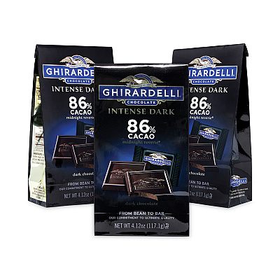Ghirardelli Intense Dark Midnight Reverie 86% Cacao Singles Bag, 4.12 oz Packs, 3 Count (GRR30001033)