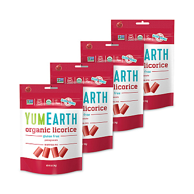 YumEarth Organic Gluten Free Pomegranate Licorice, 5 oz Bag, 4/Pack (GRR27000046)