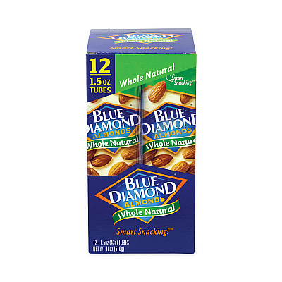 Blue Diamond Whole Natural Almonds, 1.5 oz Bag, 12 Bags/Carton (GRR20902634)